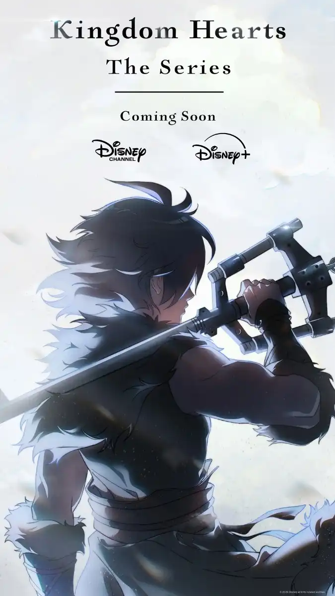 Visual do anime Kingdom Hearts com o misterioso garoto portando a Keyblade