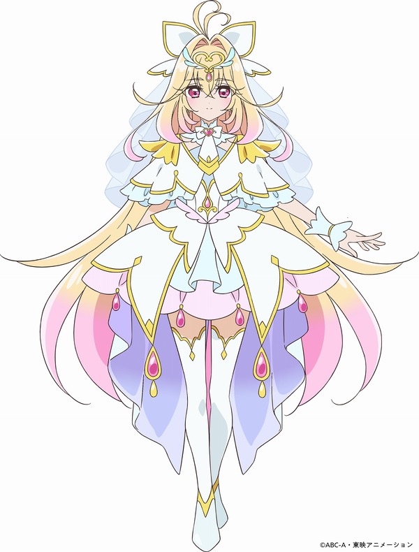 Visual da Cure Alcana, nova forma branca da personagem Mori Aruruka