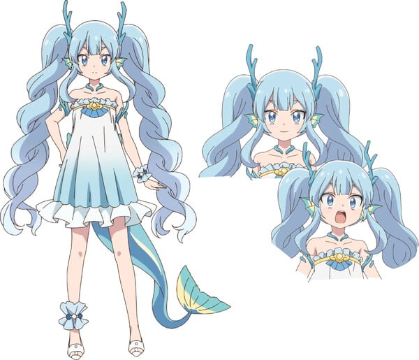 Visual da personagem Ruru Ru Rie, princesa dragão do reino submarino