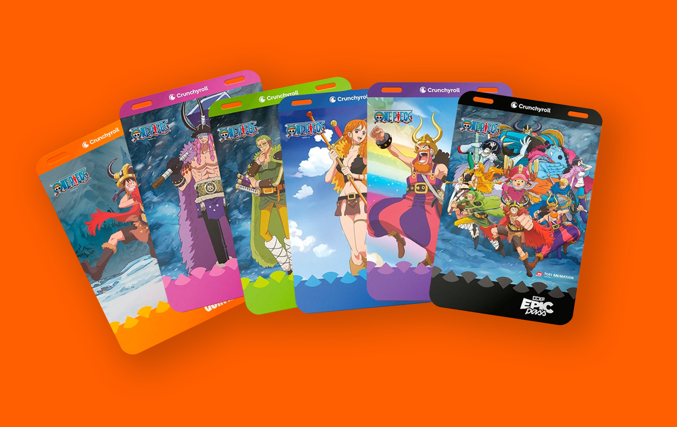Arte promocional das credenciais temáticas de One Piece para a CCXP 2026