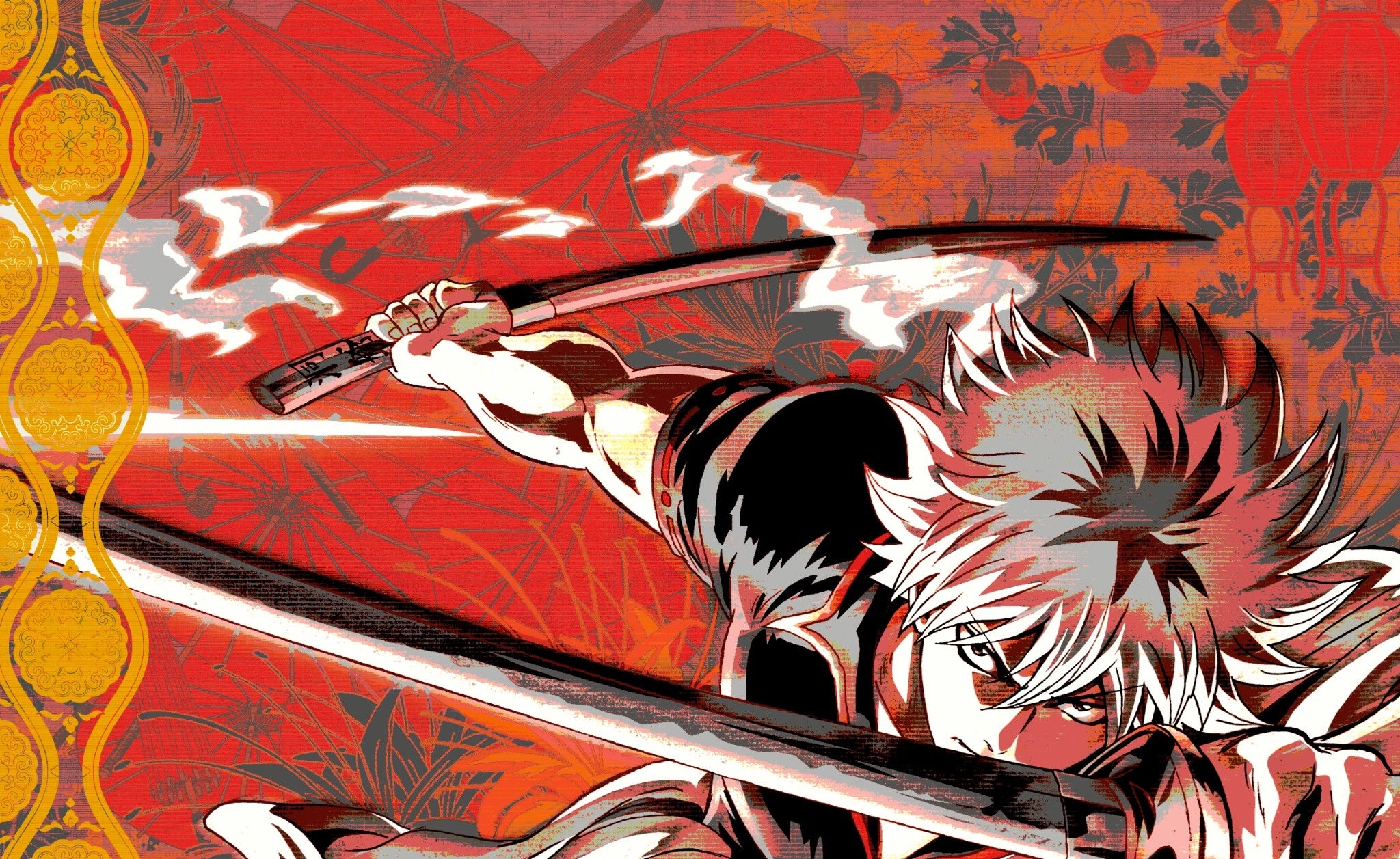 Shikishi com Gintoki e o Shinsengumi, desenhado por Kanae Suwa