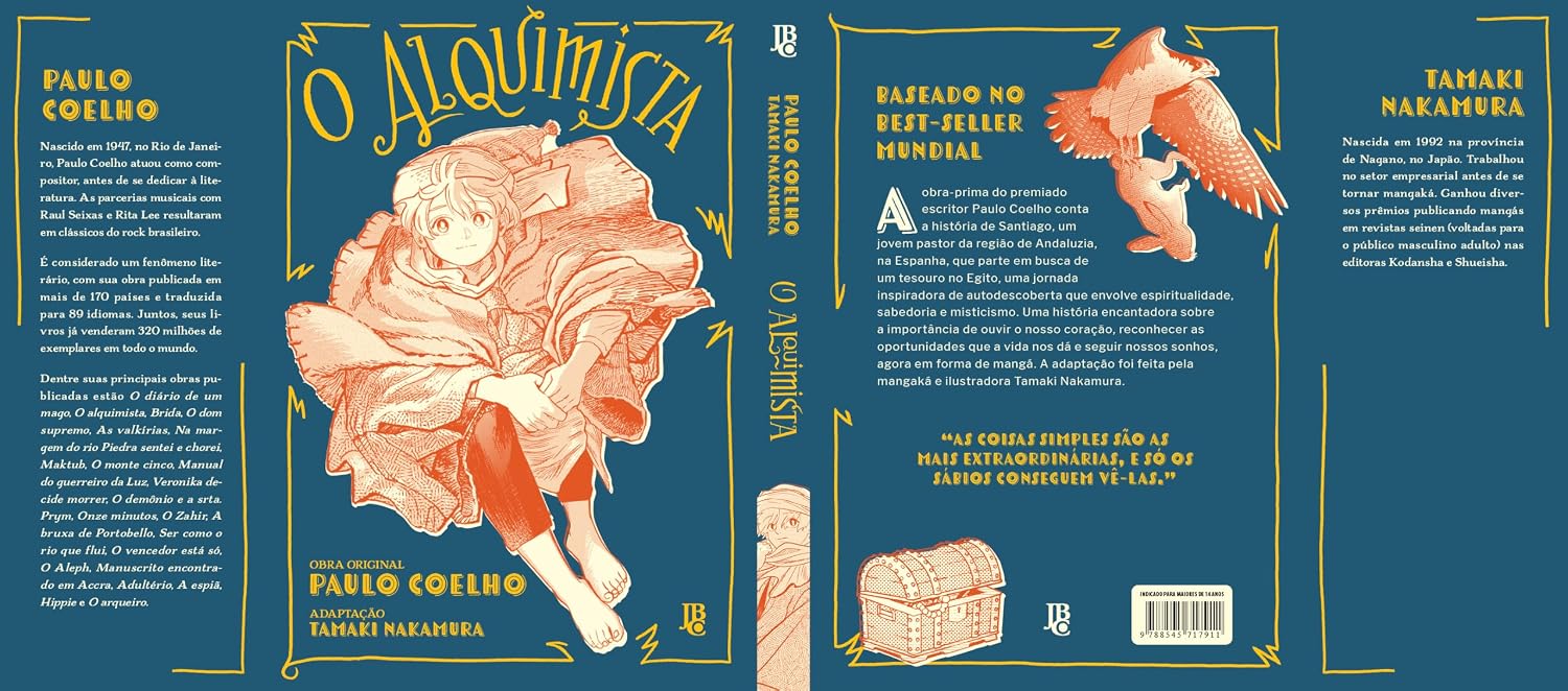 Arte completa da capa e contracapa do mangá de O Alquimista