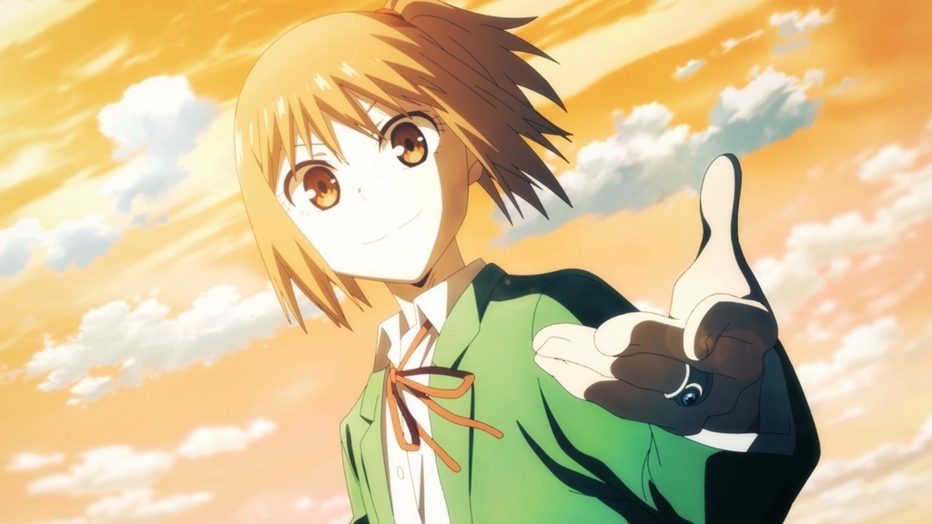 Samidare estendendo a mão em cena do anime de Lucifer and the Biscuit Hammer