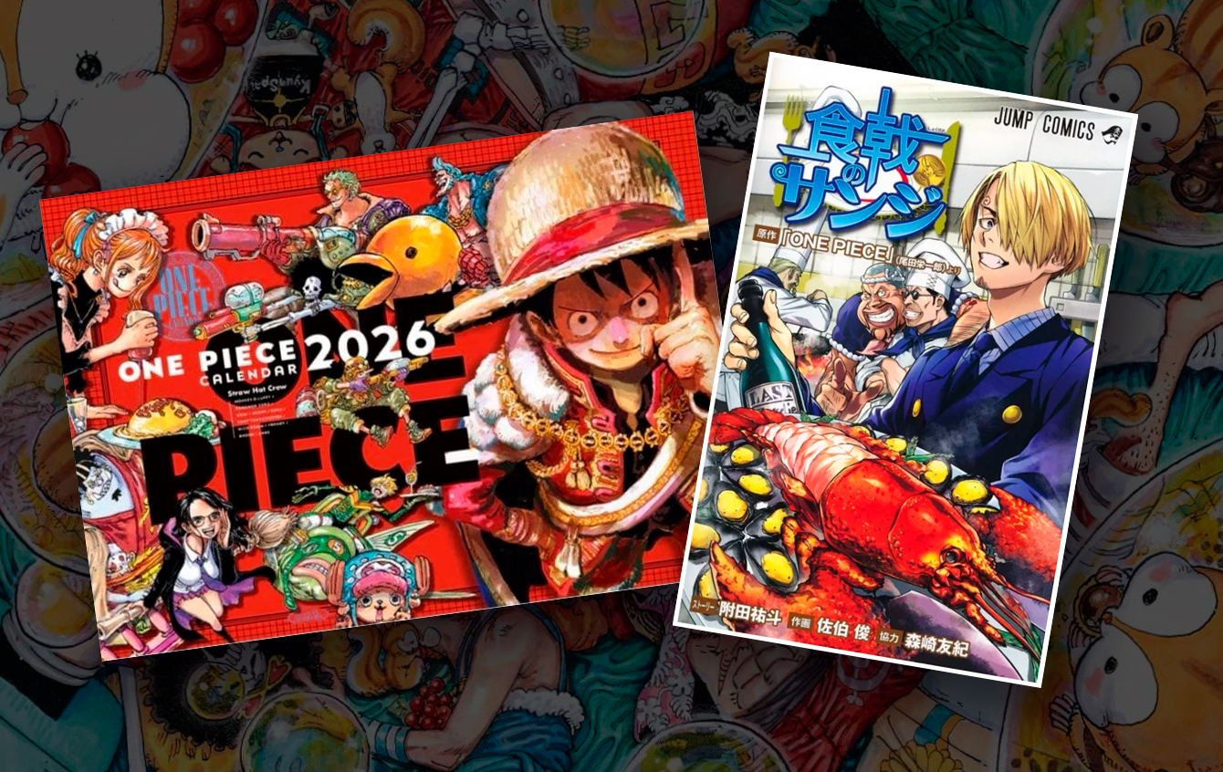 Arte promocional de One Piece: Food Wars do Sanji e calendário Elbaph