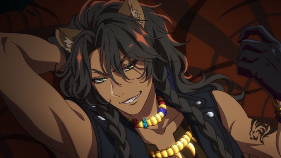 Cena do anime de Twisted-Wonderland com Leona Kingscholar