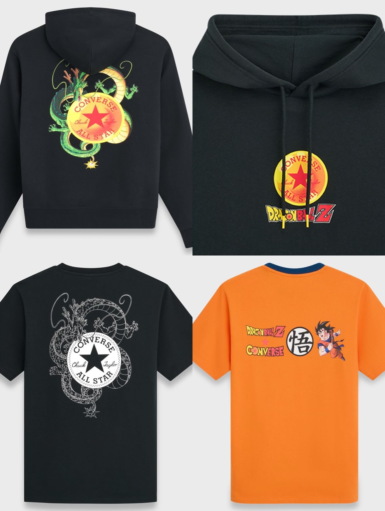 Camisetas e moletom da coleção Converse × Dragon Ball Z