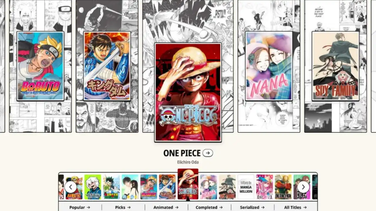 Key visual da plataforma Manga Million com alguns dos títulos disponíveis